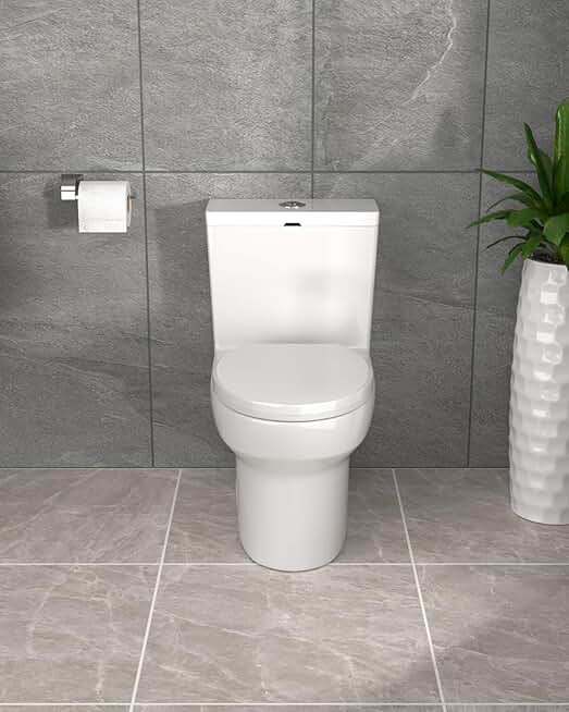 One Piece Toilet DC-OPT152 Dual Flush 1.1/1.6 GPF Elongate Design,With Soft Closing Seat and Comfort Height, 28.5 x 15.7 x 27, Glossy White