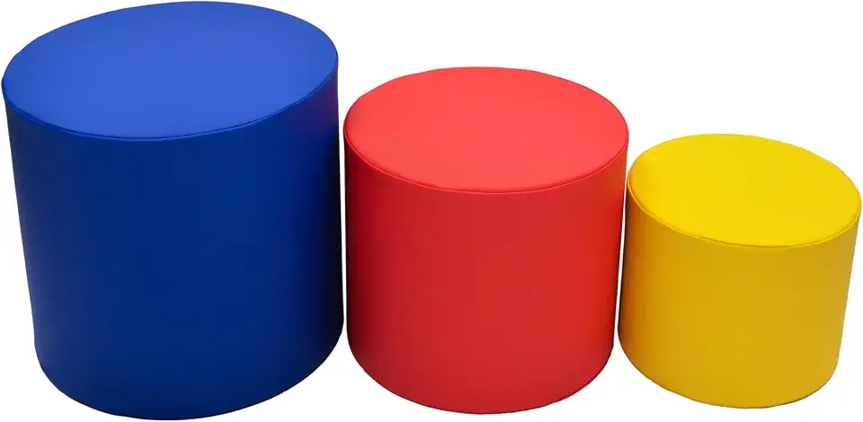 Children's Factory Ottoman Trio, Flexible Seating Classroom Furniture, Comfy Kids Chairs, Vibrant Colors, Set of 3