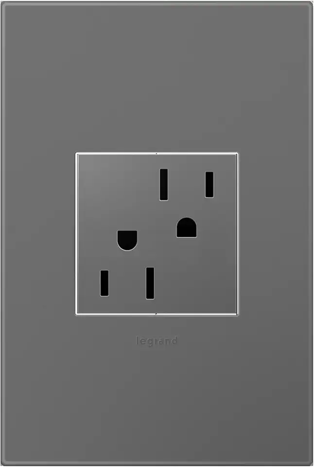 Legrand Adorne 15A Tamper-Resistant Outlet with Matching Wall Plate (Magnesium Finish), ARTR152M4, 12-Pack
