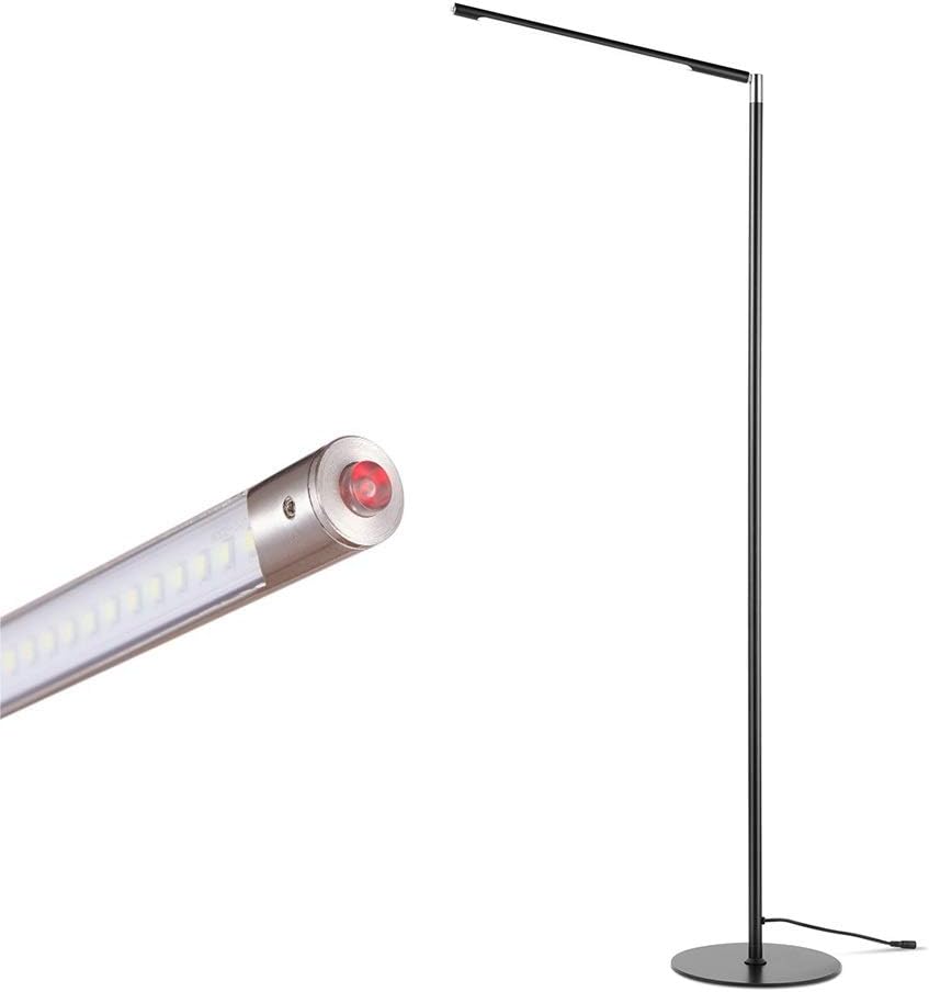 Corner Floor lamp 7W Flexible Floor Lamp Key Switch Stepless Dimming Metal Material Dimmable LED Standing for Living Room Bedroom Office (Color : Black, Size : 3 Color)