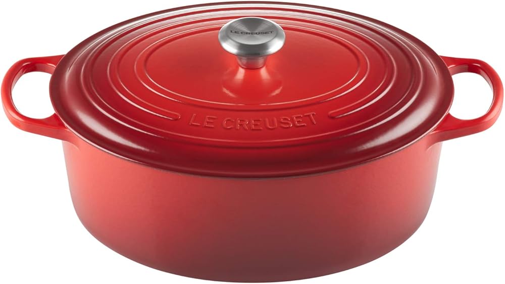 Le Creuset Enameled Cast Iron Signature Oval Dutch Oven, 8 qt., Cerise