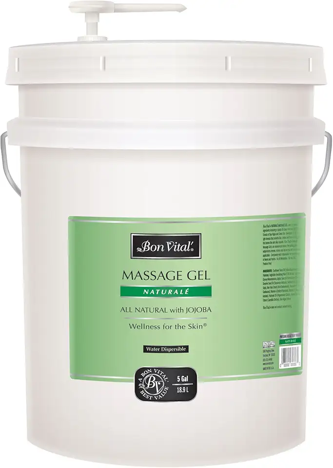 Bon Vital' Naturale Massage Gel with Natural Ingredients for Earth-Friendly Massage, Hypoallergenic Massage Gel for Sensitive Skin, Moisturizer Absorbs Like Lotion, 5 Gal, Label may Vary