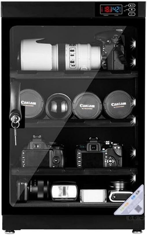INTBUYING 80L 4 Layers Camera Lens Dehumidifying Dry Cabinet Digital Control Dry Box Noiseless Energy Saving Storage for Camera Lens Electronic Equipment Storage