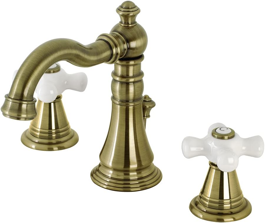 Kingston Brass FSC19733APX American Classic Widespread Bathroom Faucet, Antique Brass, 10 x 5.19 x 8