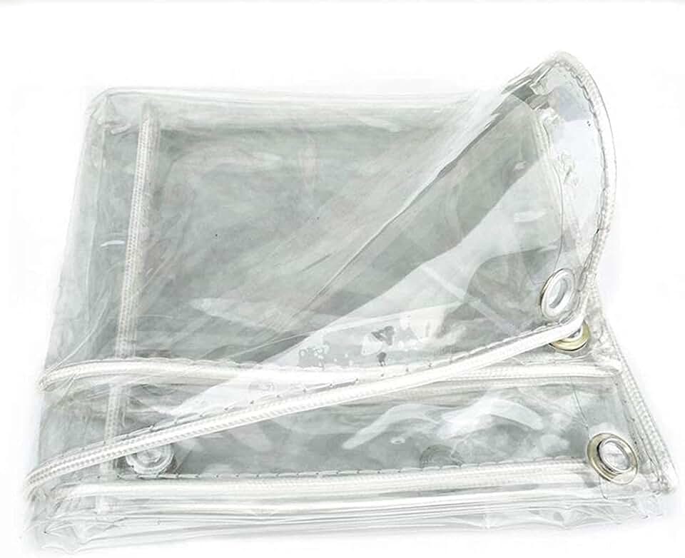 Small Tarp Waterproof 3x6m, Clear Tarpaulin Cover Waterproof, Transparent Tarp Waterproof, Dustproof Rainproof, Reinforced Edges, Camping, Sun or Rain Outdoor Cover