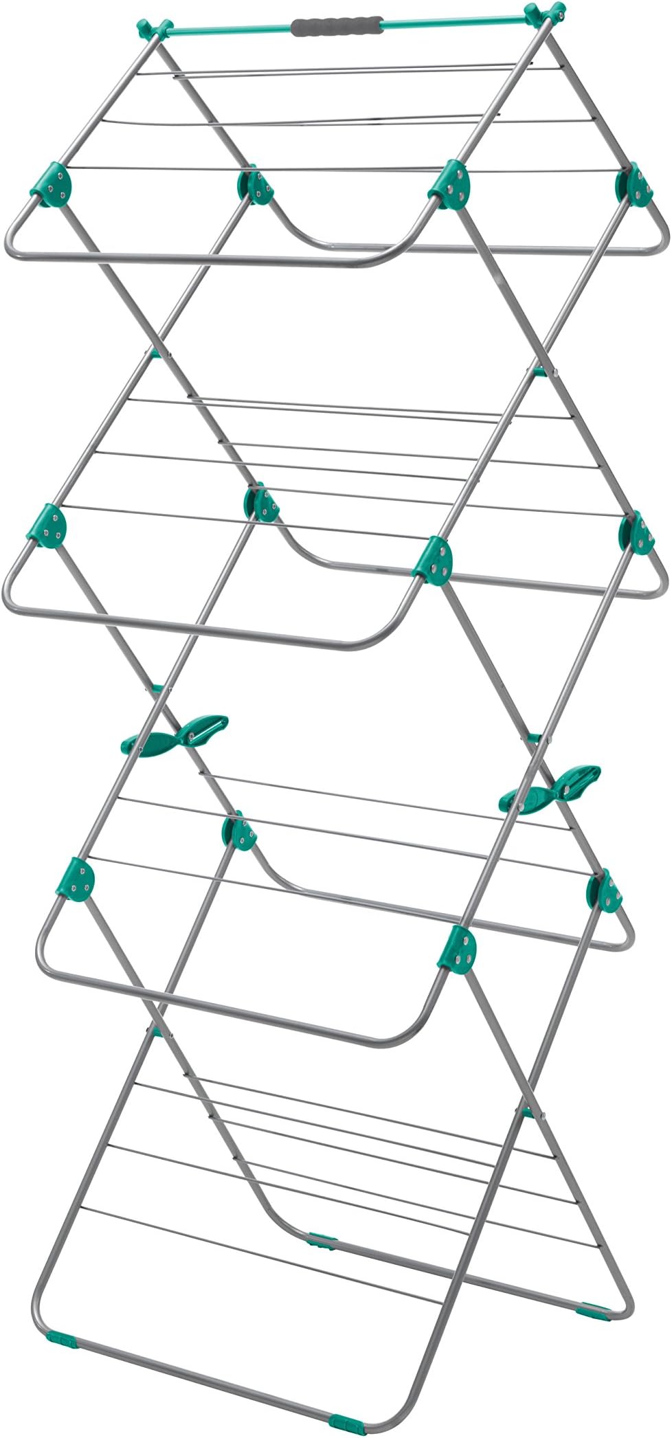 Addis Easi 3-Tier Indoor Airer, 15 M Drying Space - Metallic Aqua (Silver/Aqua)