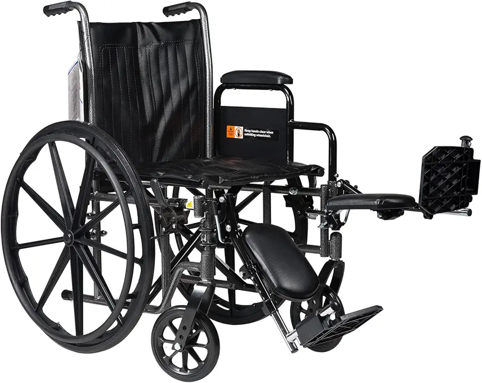 Dynarex 10227 DynaRide Series 2 Wheelchair Detachable Desk Arms/Elevating Leg Rest, Weight Capacity 250 lbs, Silver