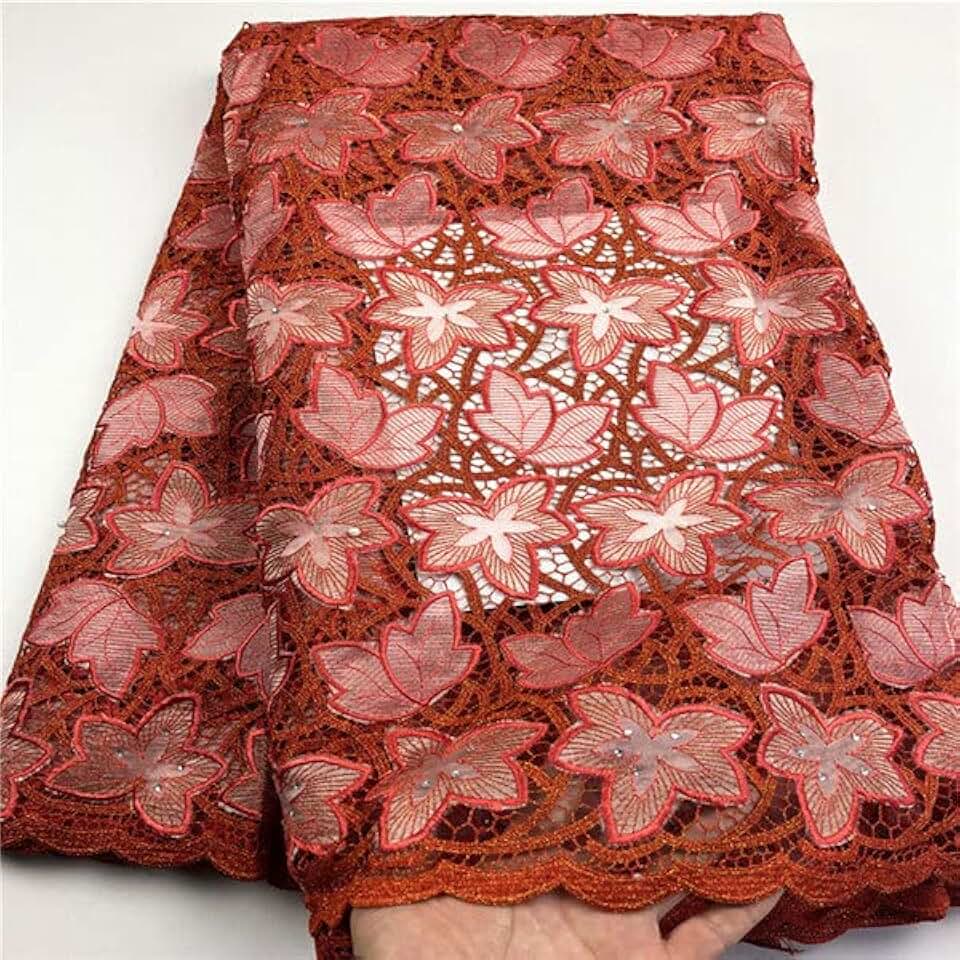 5 Yards African Lace Fabric Embroidered Nigerian Laces Fabric French Lace Fabric with Sequins CHYO1-2