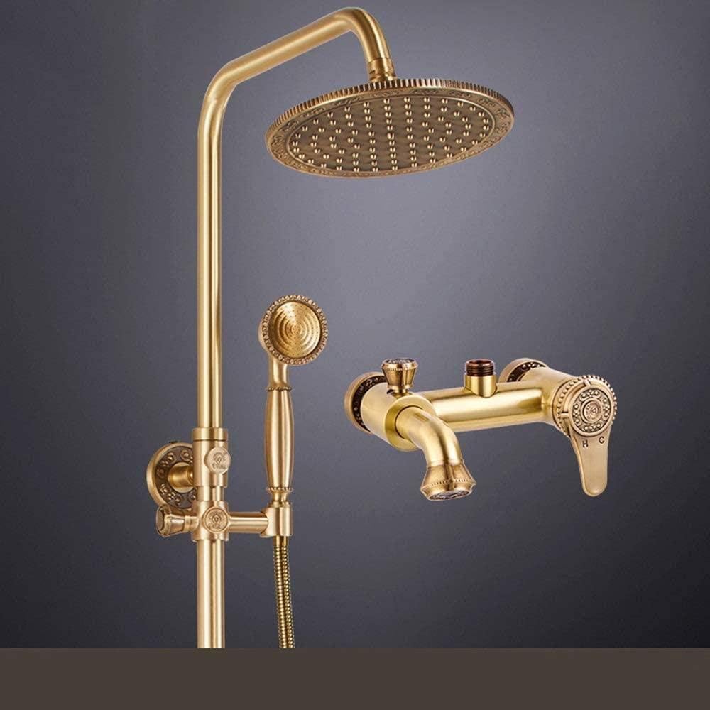 Bathtub Shower Systems Copper European Retro Antique Shower Set Brushed Craft Home Bathroom Bathroom Shower Shower Shower Can Be Rotated Fixed Showerheads Bathroom Fixtures