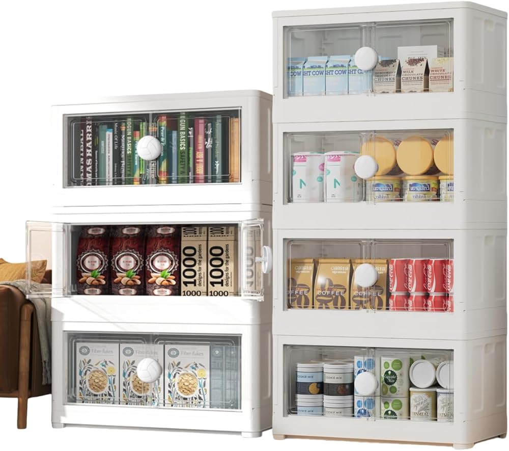 Storage Bins with Lids, 27Gal, 3+4 Pack Large Storage Bins, Collapsible Storage Bins with Lids, Closet Organizers and Storage, Storage Containers with Doors, Containers for House Organizing