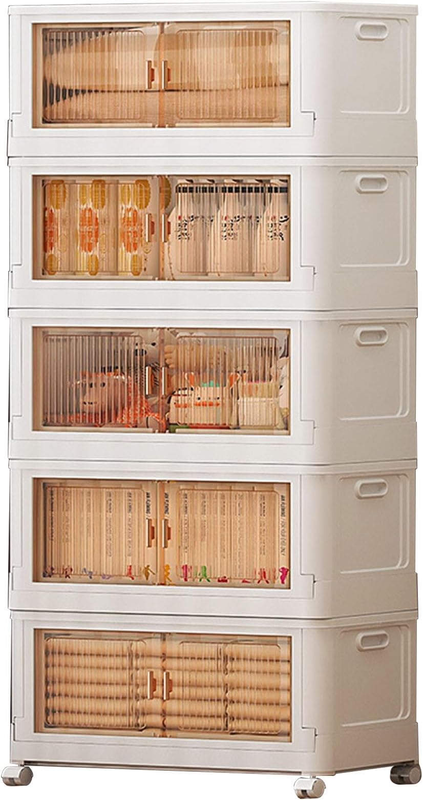 Plastic Storage Bins Stackable Storage Containers with Wheels and Lids, Folding Storage Boxes for Closet Organizers and Storage, Collapsible Organization for Bedroom,Kitchen,Dorm