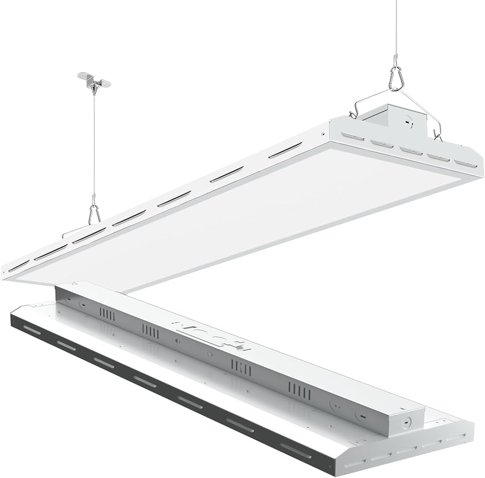 2 Pack LED High Bay Shop Light, 4FT (Large Area Illumination) 265W 38000LM [Eqv.1000W MH/HPS] 5000K Daylight Linear Hanging Light for Warehouse, Energy Saving Upto 10000KW/5Yrs(5Hrs/Day) B