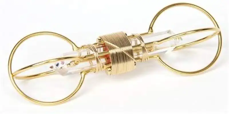 Crystal Wand - Meditation Healing Tool - Small Sky Vajra with Magnets & Gold-Fill Wire - Child-Size 5 1/2