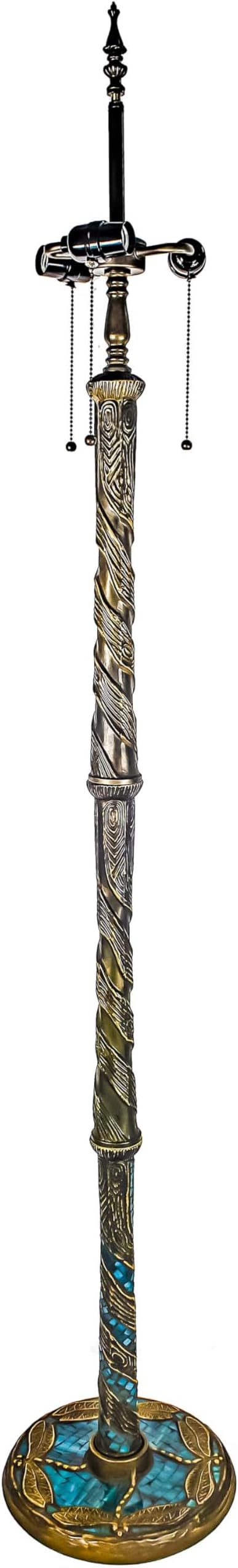 Bieye LB001 Tiffany Style Twisted Dragonfly Floor Lamp Base - Made of Metal - Decorated with Mosaic Stained Glass