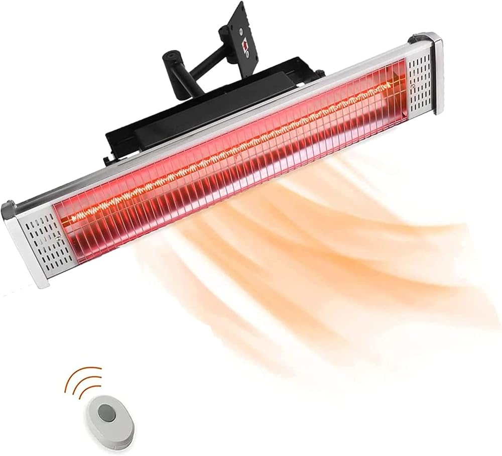 Electric Infrared Patio Heater, Angle Adjustable Wall-Mounted Outdoor Heater IP55 Waterproof with Remote Control for Garden Balcony Restaurant