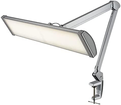 Neatfi Ultra 3,500 Lumen LED Desk Lamp, Color Correlated Temperature, 3 Light Modes, Dimmable, 45W, 26 Inch Wide Metal Shade, 540 SMD LEDs (CCT with Clamp, Silver)