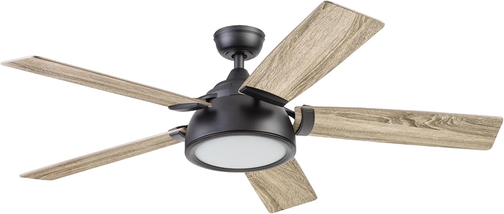 Potomac, 52 Inch Industrial Style Smart Ceiling Fan with Light, Remote Control, Dual Finish Blades, Compatible with Alexa and Google Assistant - 51639-01 (Matte Black)