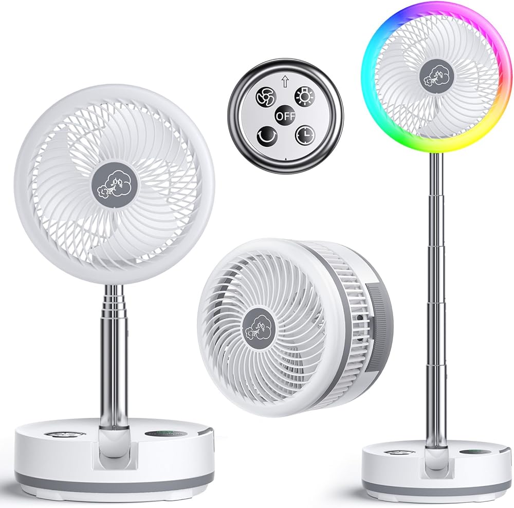 Portable Foldable Fan, 40000mAh Rechargeable Standing Fan,USB Desk Fan,4 Speed,Battery Operated Fan,Remote Controller,Quiet Telescopic Fan for Office Bedroom Outdoor Travel Camping Fishing