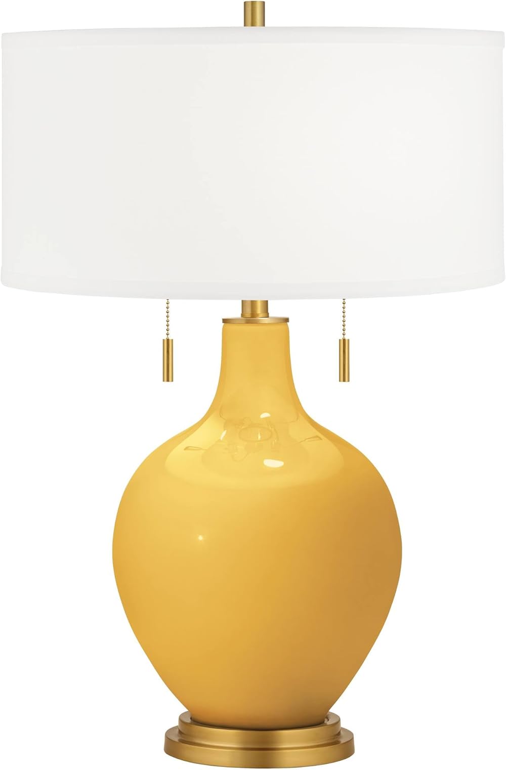 Color + Plus Goldenrod Toby Brass Accents Table Lamp
