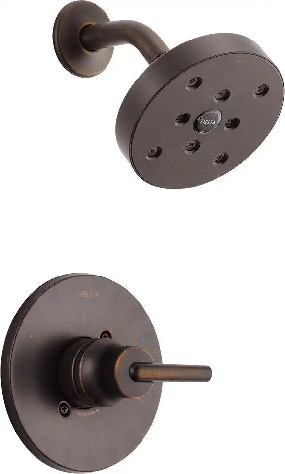 Delta Faucet Trinsic 14 Series Single-Function Shower Faucet Set, Single-Spray H2Okinetic Shower Head, Oil Rubbed Bronze Shower Faucet, Delta Trim Kit, Venetian Bronze T14259-RB (Valve Not Included)