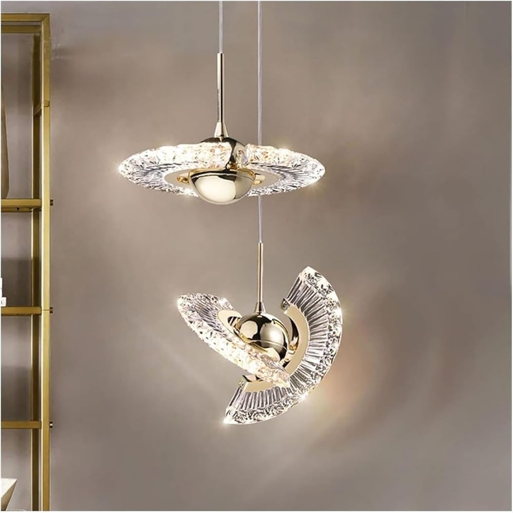 Flying Saucer Chandelier Crystal Iron Lighting Chandelier Bar Restaurant Bedroom Dining Room Commercial Decorative Rotating Lamp,Adjustable wall light fixture