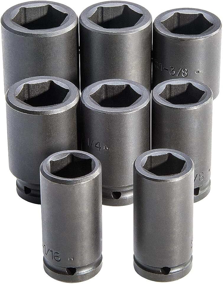 Impact Socket Set, 6 pt. Deep, 8pcs.