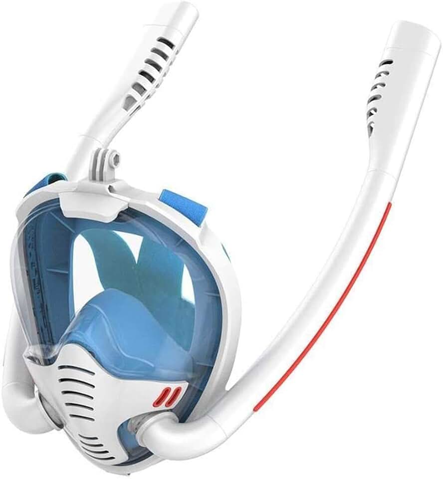 Mask Double Respirator Diving Mask Scuba Mask Underwater Full Face Snorkeling Mask Swimming Snorkel Diving Equipment for Adults and Kids Masks(OneColor,S/M)