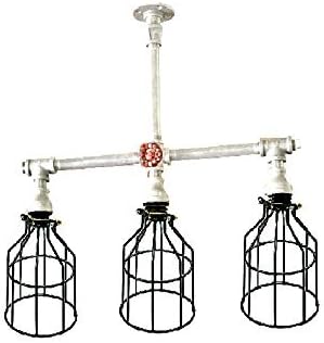 Industrial Pipe Lighting Chandelier w/Black Cages - Pendant Lighting Steampunk Ceiling Light Fixture, Black pipe industrial lighting,