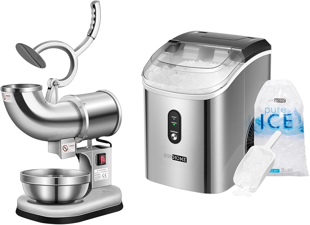 VIVOHOME Electric Dual Blades Ice Crusher and Compact Countertop Automatic Chewable Nugget Ice Cube Maker Machine