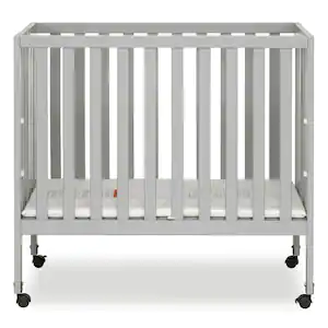 Dream On Me Jett Pebble Grey Adjustable Mattress Support Included 1.5 in. Mattress Non-Full Size Folding Crib I Modern Nursey
