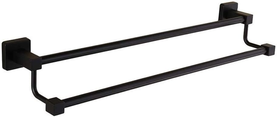 Bathroom Stainless Steel Double Towel Rack Bathroom Kitchen Wall Mounted Towel Rack Fixed Rack Storage Shelf Shelf Rack Hanger/50Cm