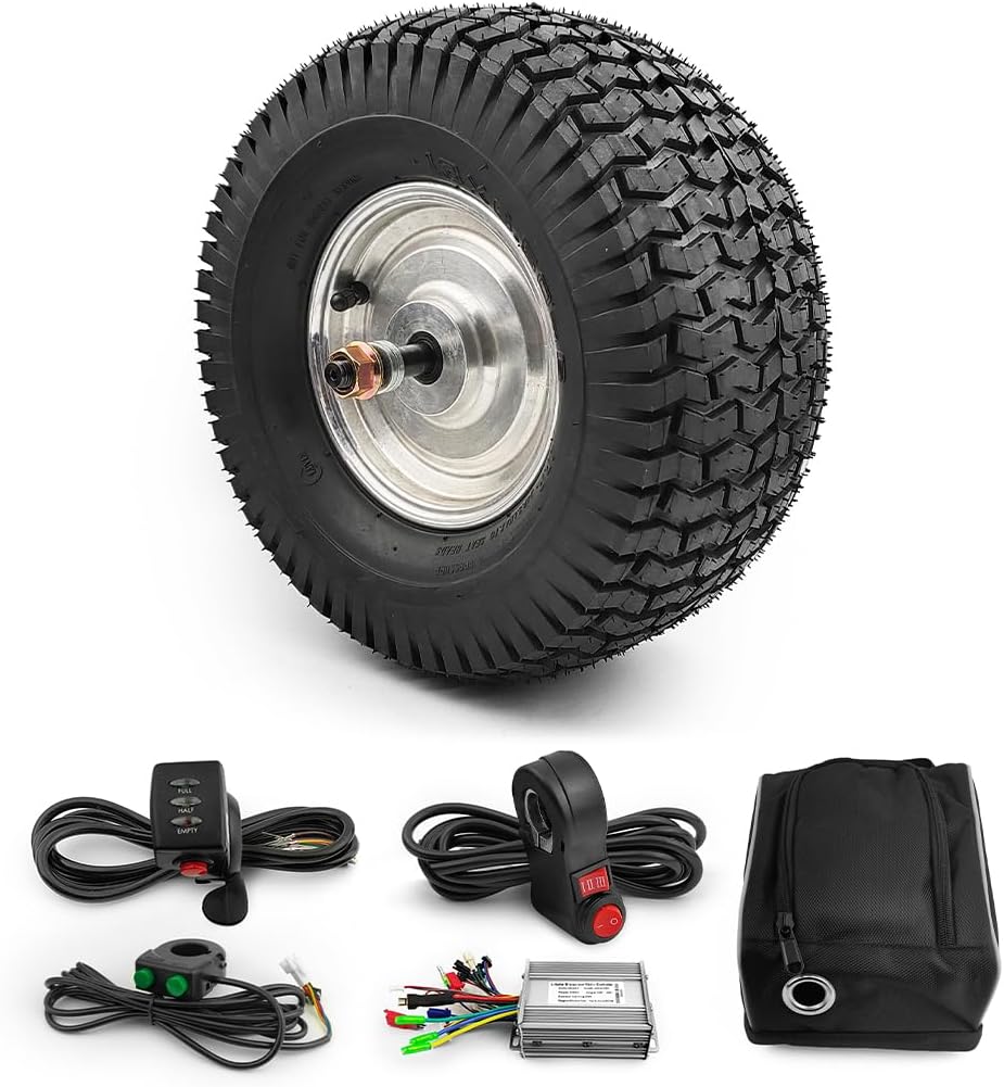 13 Inch Tire 500W Big Torque Sandy Beach Wheelbarrow Cart Brushless Gear Hub Motor Wheel Kit With Electric Brake Reverse Switch (48V 500W)