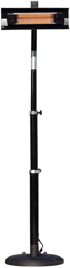 Fire Sense 02678 Telescoping Offset Pole Mounted Infrared Patio Heater With Wheels 1500 Watt Indoor Outdoor Powder Coated Steel Tip over Protection System Cover Included - Black