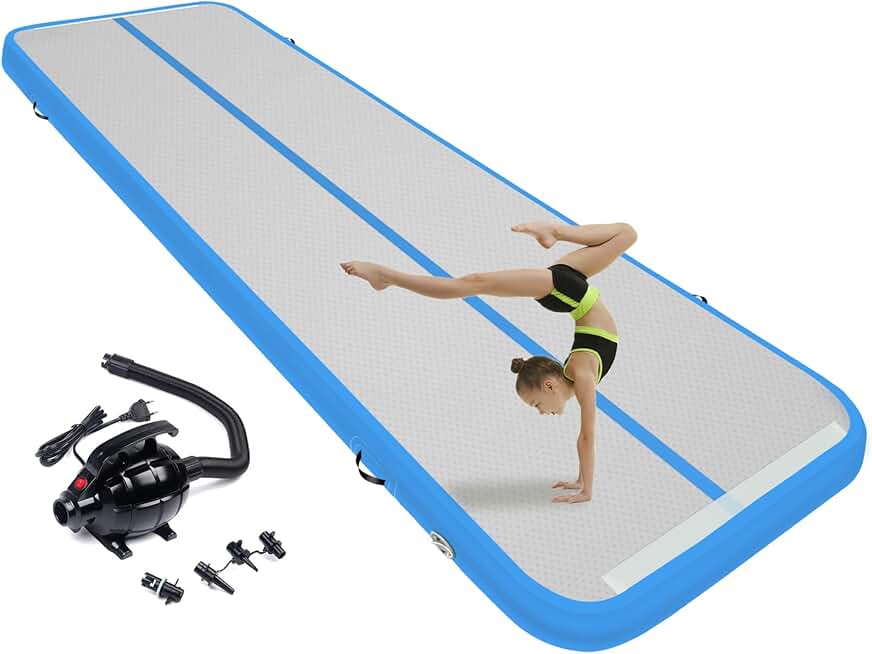 13ft/16ft/20ft Inflatable Air Gymnastics Mat Training Mats 4.3ft Widening 4 inches Thickness Gymnastics Tracks with Electric Air Pump for Home Use/Training/Cheerleading/Yoga/Water