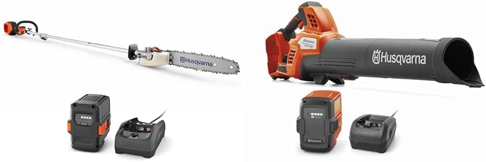 Husqvarna 330iKP Combi Switch Pole Saw + 350iB Leaf Blaster, 10-Inch Electric Pole Saw with 200-MPH 800-CFM Battery Leaf Blower