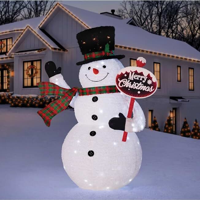 6' Pre-Lit Pop-Up Twinkling Snowman Christmas Decoration