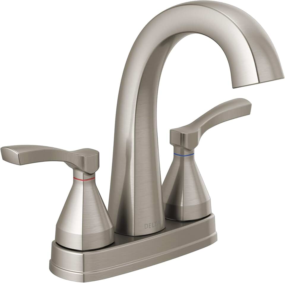 DELTA FAUCET 25775-SSMPU-DST Two Handle Bathroom Faucet Centerset, Stainless