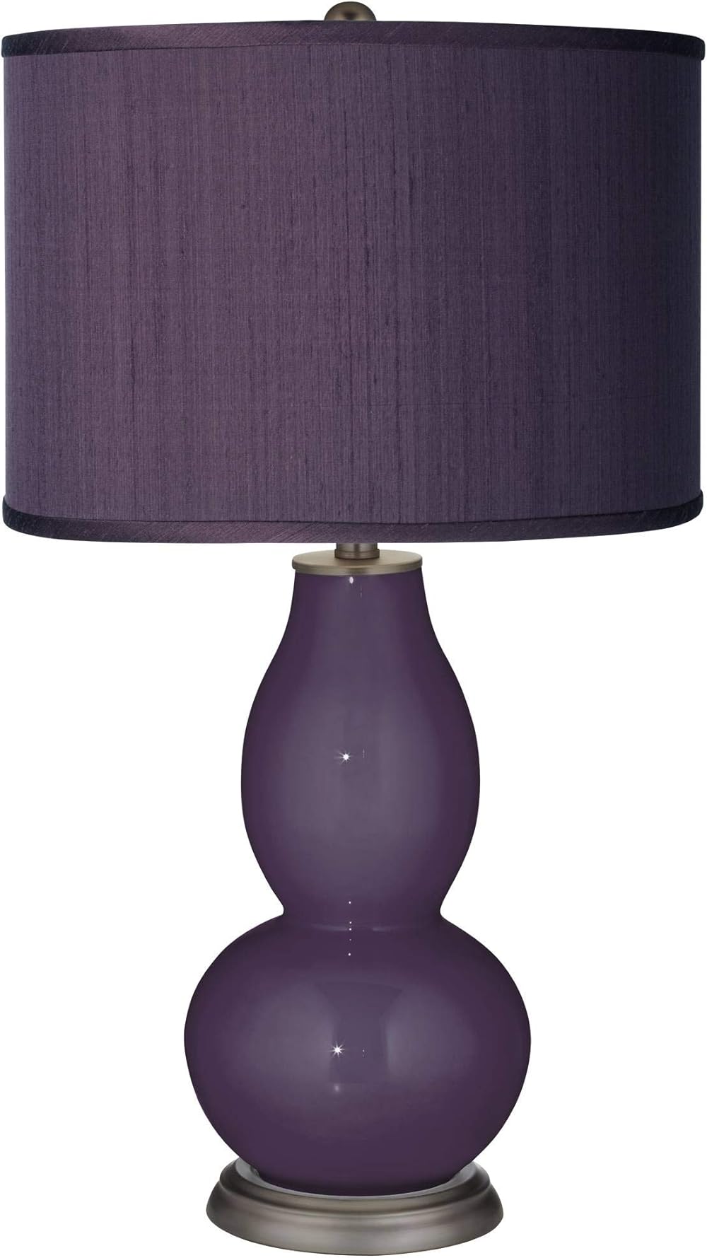 Color + Plus Quixotic Plum Faux Silk Shade Double Gourd Table Lamp