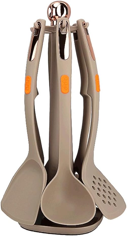 Silicone Kitchen Utensils Handle Heat-resistant Cooking Spoon Shovel Kitchen Tools Accessories(E)