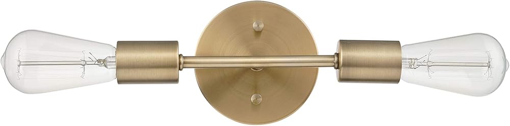 Globe Electric 51736 Alexandria 2-Light Reversable Vanity Light, Matte Brass, Gold, Bulb Not Included