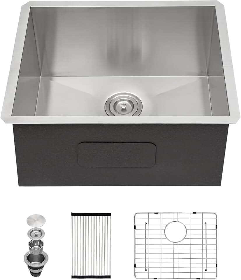 Sarlai 23 Undermount Laundry Sink - 23x18x12 Inch Undermount Utility Sink Rectangular Deep Single Bowl 16 Gauge Stainless Steel Under Counter Kitchen Laundry Tub Utility Sink Basin
