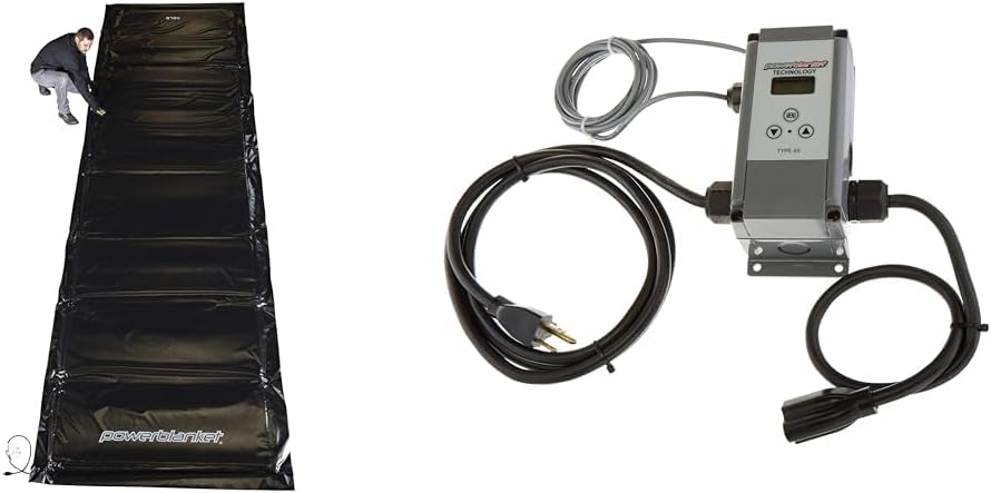 Powerblanket EH0310 Ground Thawing Blanket - 3' x 10' Heated Dimensions - 4' x 11' Finished Dimensions & GHT2002J-FS Digital Adjustable Thermostatic Controller