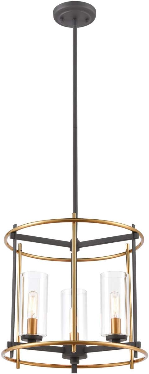 46653/3 Pendant Light, Charcoal, Brushed Brass