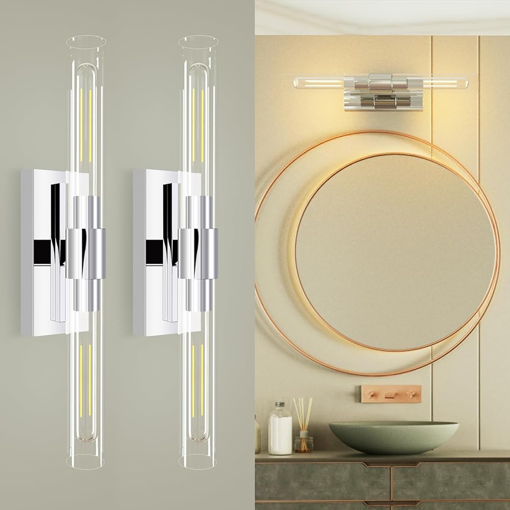 Chrome Wall Sconces Set of Two 24