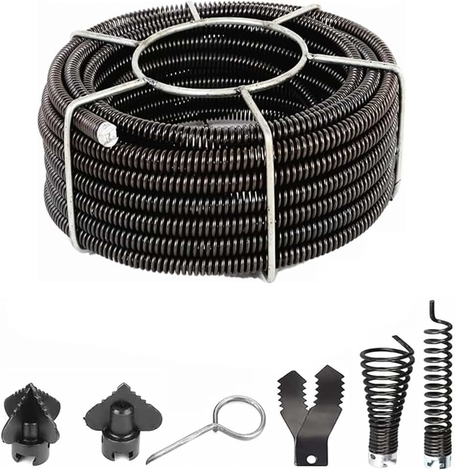 Drain Cleaner Snake Cable 1-1/4 inch, 32.8ft, Steel Dragon Tools 62280 C11 Drain Cable Fits for RIDGID K1500 Drain Cleaning Machine