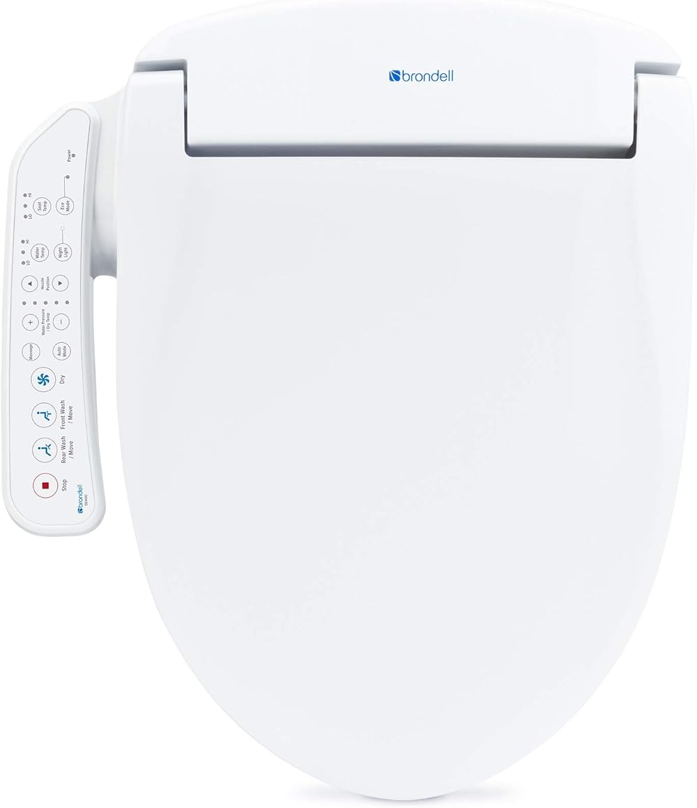 Brondell SE400-EW Swash SE400 Electric Bidet Toilet Seat With Heated Seat, Oscillating Stainless Steel Nozzle, Warm Air Dryer, Night Light, Gentle Close Lid, White Side Arm Control, Elongated