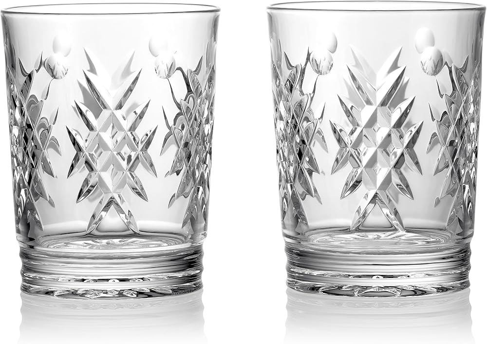 Waterford Winter Wonders Double Old Fashioned Holly, Set of 2, 13.5oz, Clear