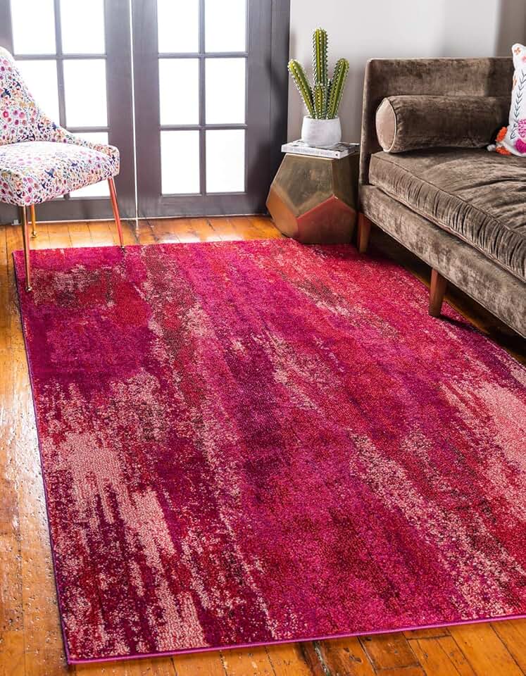 Unique Loom Jardin Collection Colorful, Vibrant, Abstract Watercolor Area Rug, 10' x 13' 1