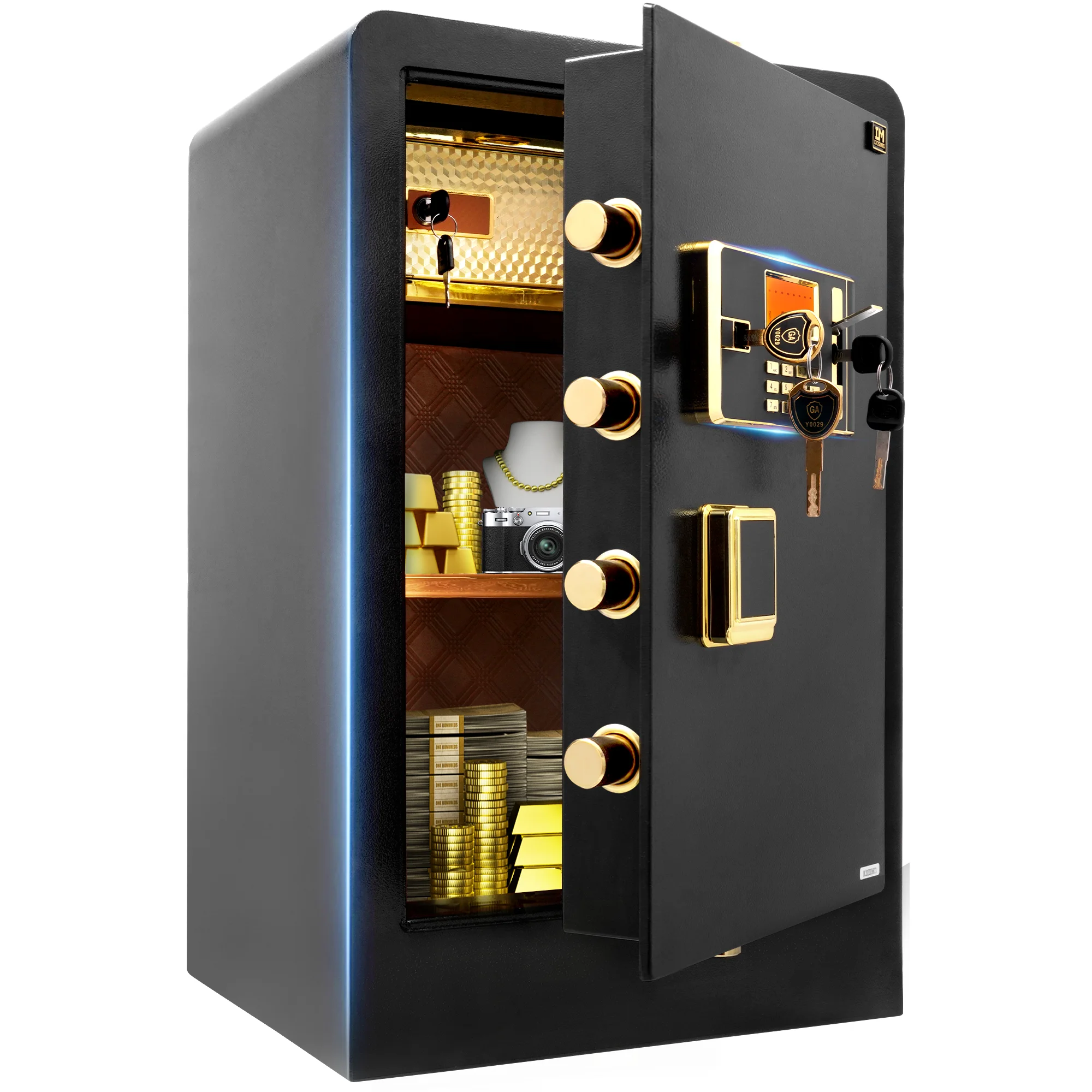 SRWTRCHRY 5.0 Cu. ft. Safes Lock Box, Fire-Resistant Home Safe, Dual Key System, Black, 74 lb