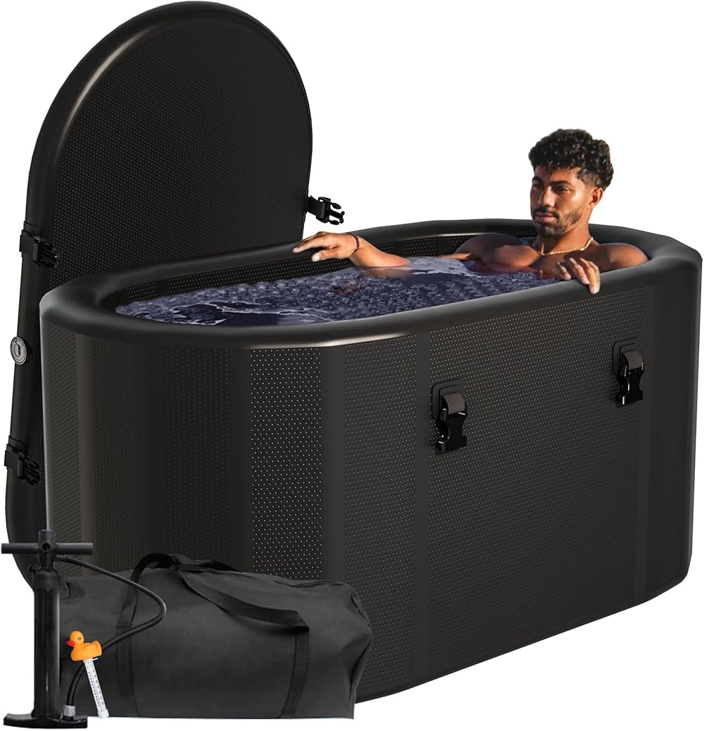 Ice Bath Tub For Athletes XL - with Thermometer - Water Chiller Compatible - Inflatable Cold Plunge Ice Tub For Adults - 59
